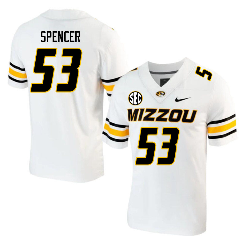 Men #53 Dylan Spencer Missouri Tigers College 2023 Football Stitched Jerseys Sale-White
